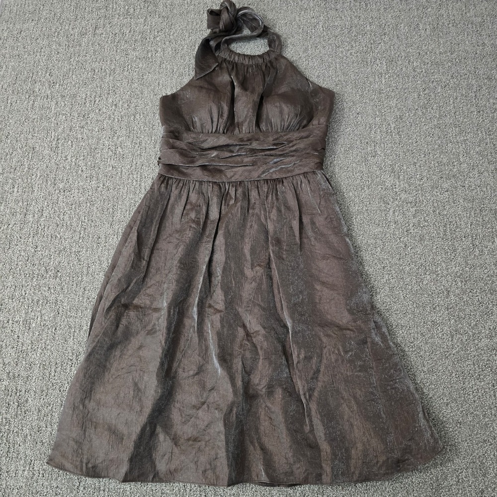 Adrianna Papell Boutique Halter Dress Metallic Brown Mini Formal‎ Womens 8